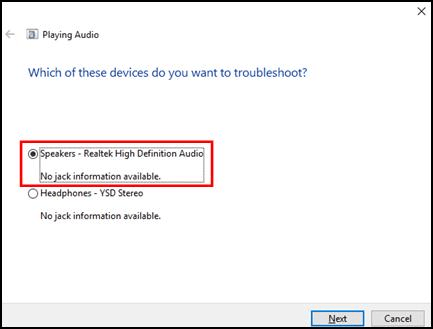 Select device that needs to troubleshoot